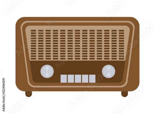 Wooden vintage tabletop radio illustration