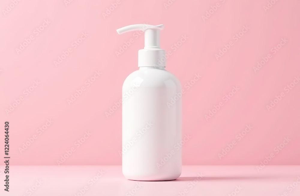 top view white hand cream glass bottle on bubble gum pink background top view white hand cream glass bottle on bubble gum pink background