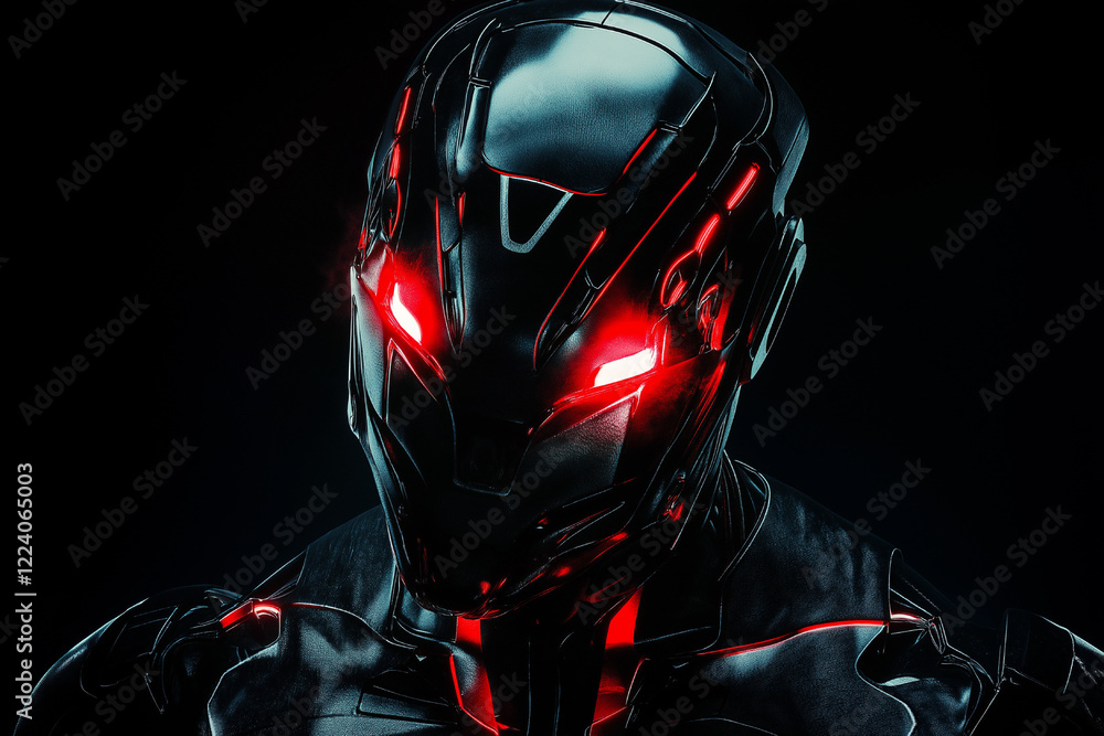 A sleek black futuristic robot radiating a fiery aura, combining advanced technology with a menacing, powerful presence. A sleek black futuristic robot radiating a fiery aura, combining advanced technology with a menacing, powerful presence.