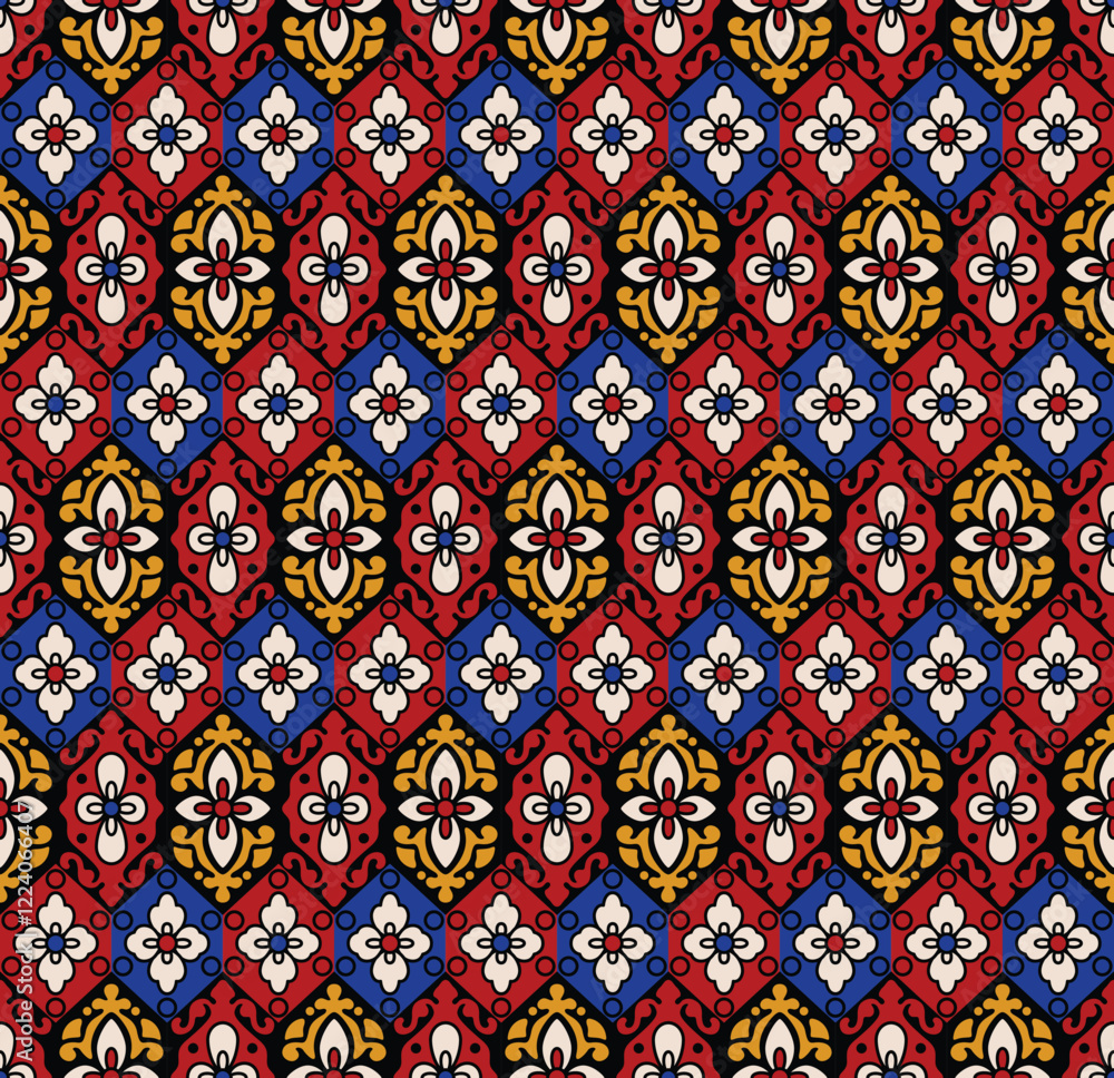 Japanese Flower Hexagon Vector Seamless Pattern Japanese Flower Hexagon Vector Seamless Pattern