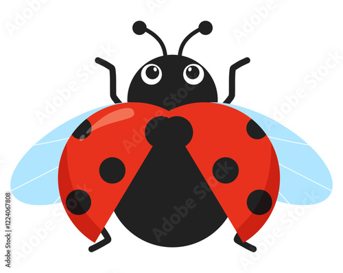 Cute ladybug beetle flying clipart animal illustration