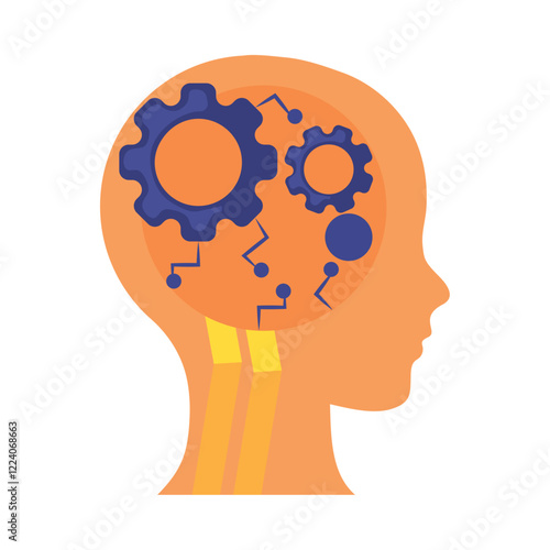 Brain with gears symbolizing AI technology