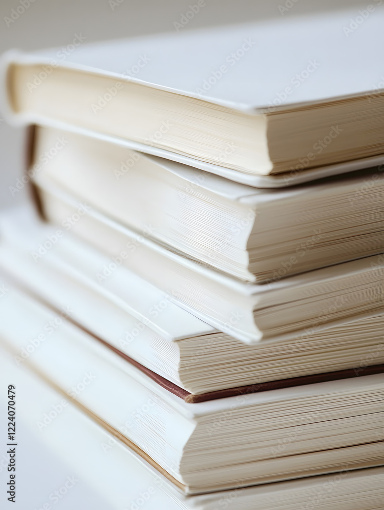 Stack of Blank Hardcover Books in Soft Light on Minimalist Background : Generative AI Stack of Blank Hardcover Books in Soft Light on Minimalist Background : Generative AI
