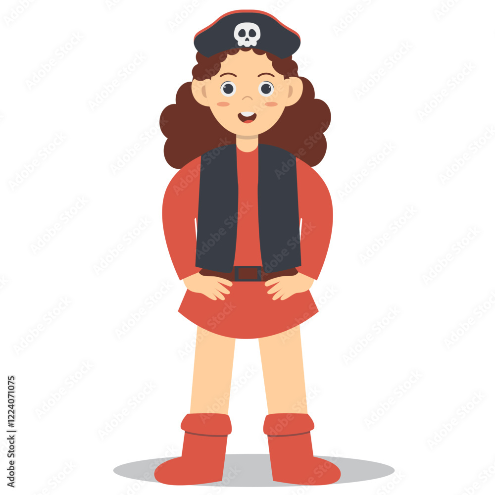 Cute Children Pirate Character. Isolated on White Background. Cute Children Pirate Character. Isolated on White Background.