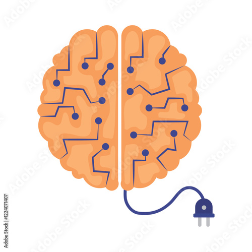 Brain with neural pathways illustration