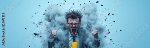 Office Anger: Intense Emotion of Frustration and Agitation in Workplace Environment photo