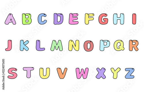 set of colorful line alphabet vector design