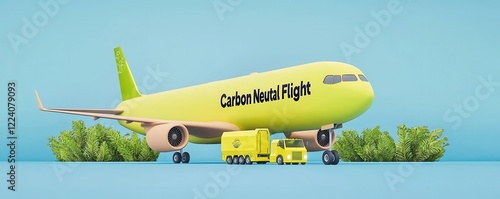Plane with Carbon Neutral Flight Concept Illustration