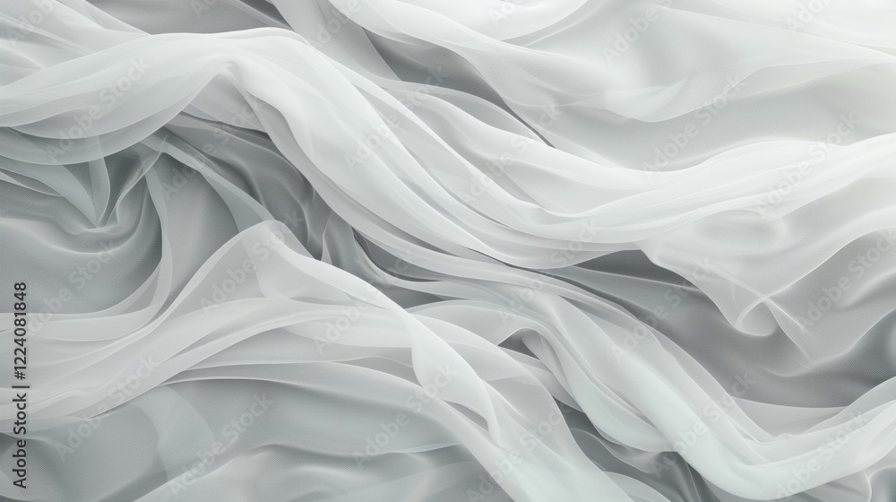 Fototapeta premium Soft white fabric flows gracefully, creating an ethereal texture that enhances various design and decor themes, inviting tranquility