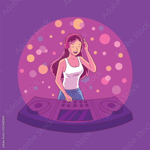 hand drawn disc jockey DJ