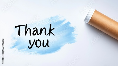 Creative letter design for thank you card light blue stroke photo