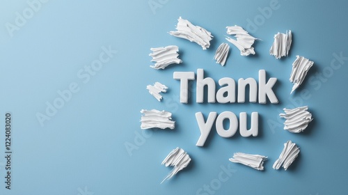 Minimalist thank you card letter design light blue background photo