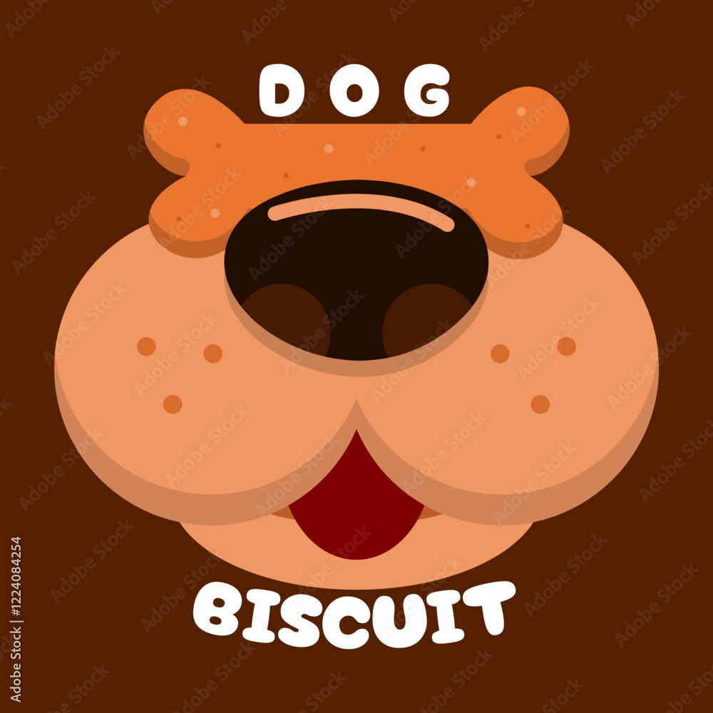 National Dog Biscuit Day to celebrate on February 23rd. Illustration of a dog food biscuit on a dog's nose on dark brown background. National Dog Biscuit Day to celebrate on February 23rd. Illustration of a dog food biscuit on a dog's nose on dark brown background.