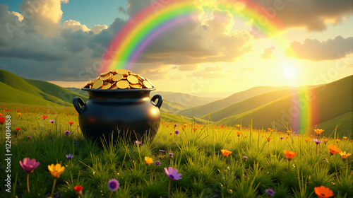 A pot of gold at the end of a rainbow.