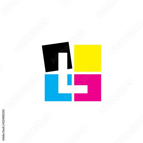 Negative Space Letter L With CMYK Color