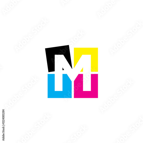 Negative Space Letter M With CMYK Color