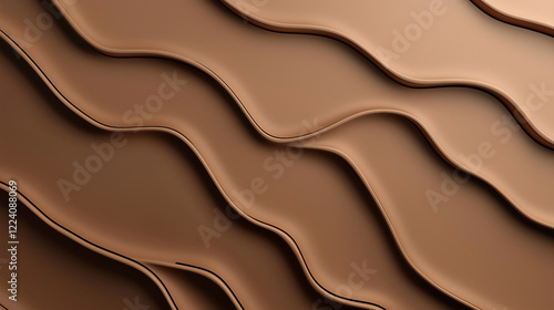 A close-up, 3D rendered image of flowing, wave-like shapes in varying shades of foundation makeup, creating an abstract and visually appealing pattern.