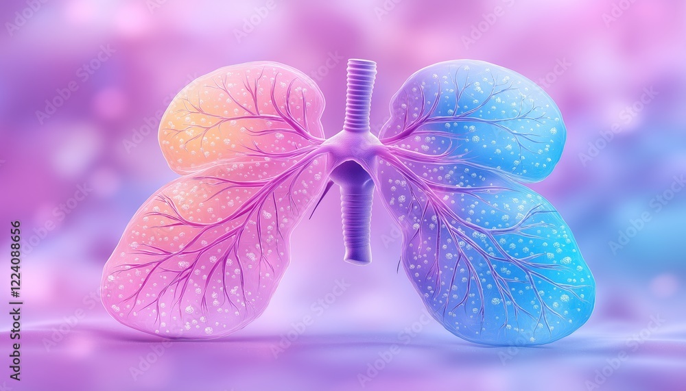 Fototapeta premium Air Pollution Effects on Lungs with Particulate Matter in Abstract