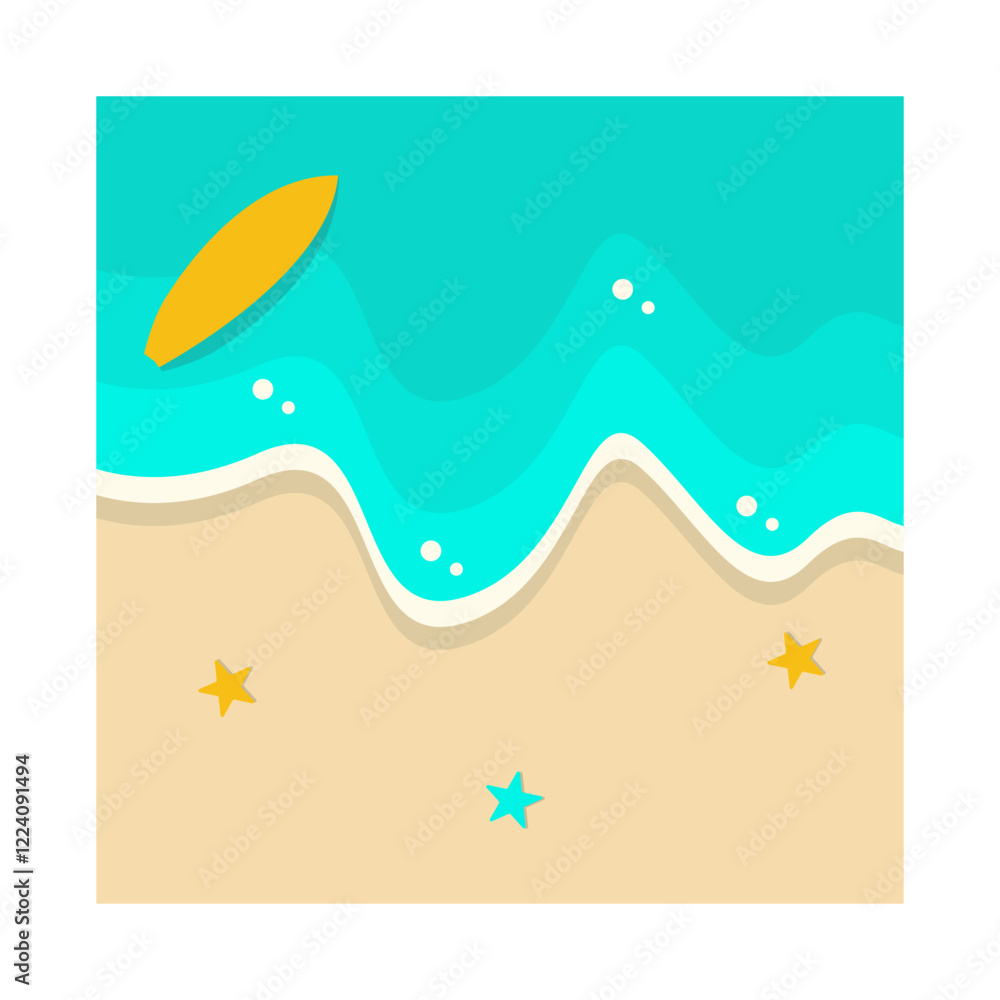 Naklejka premium Beach Background Design. Vector Illustration with Cartoon Style.