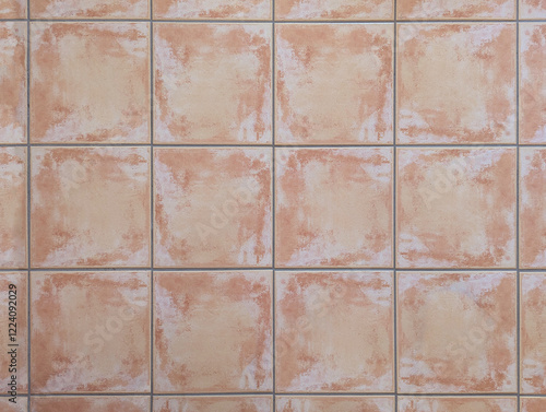Wallpaper Mural Top view of rustic earth clay porcelain ceramic tiles for interior or exterior floor, wall, porch. Textured reddish square slabs texture background. Mediterranean style decor. Torontodigital.ca