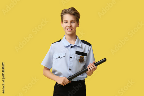 Teenage police officer with...