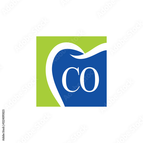 Abstract Negative Space Tooth With Letters CO