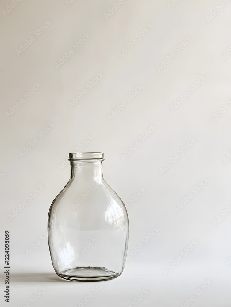 Minimalist Elegance of a Clear Glass Bottle Against Neutral Background : Generative AI Minimalist Elegance of a Clear Glass Bottle Against Neutral Background : Generative AI