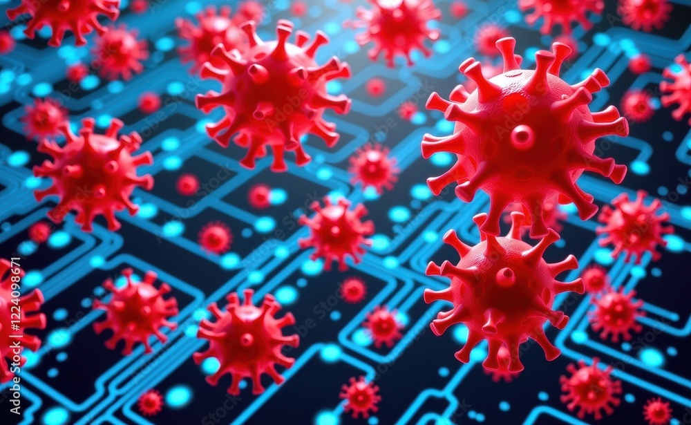 Monster virus on a computer circuit board. 3d rendering Monster virus on a computer circuit board. 3d rendering