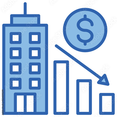 Bankruptcy Blue White Icon
