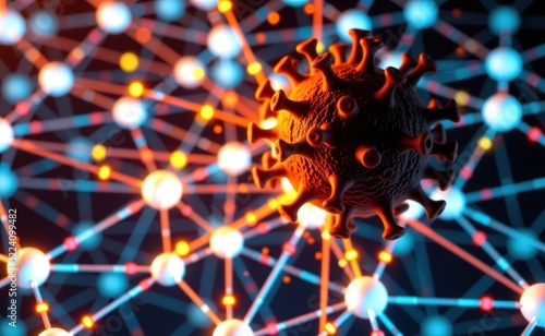 Monster  virus on a computer circuit board. 3d rendering photo