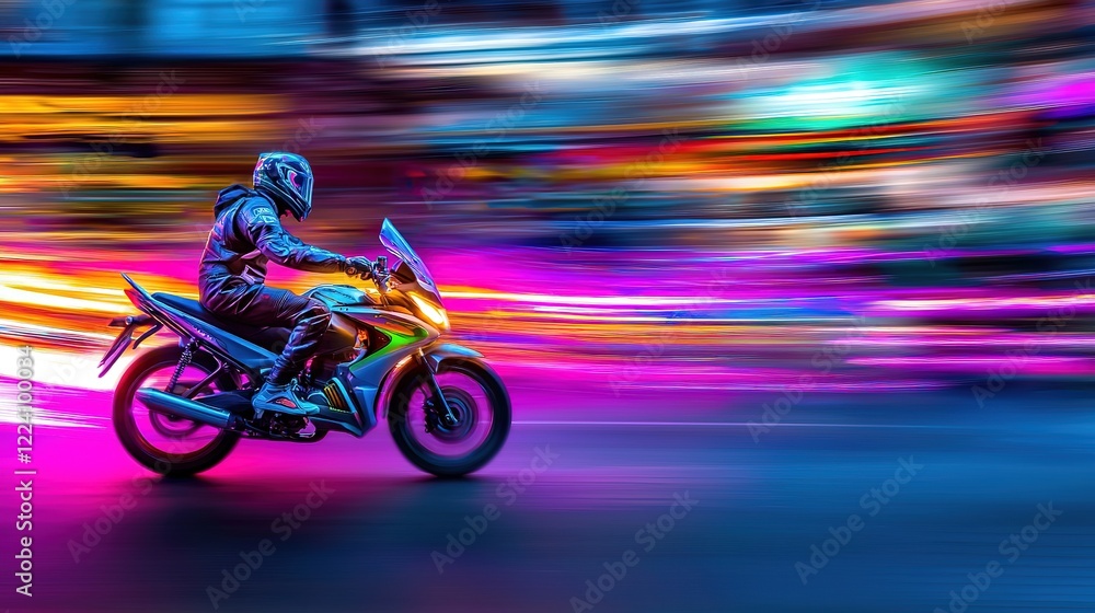 Fototapeta premium Night Rider: Neon City Speed