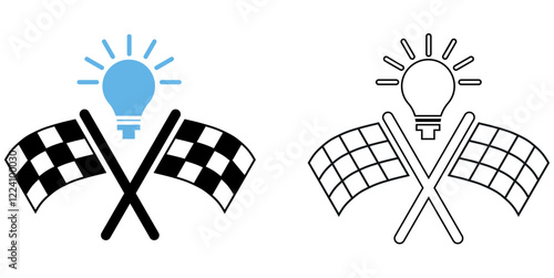 patent race innovation, competition, and securing intellectual property, business and legal pictogram symbol ui and ux design, glyphs and stroke line