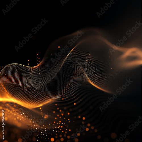 Abstract background with moving waves, generative AI illustration