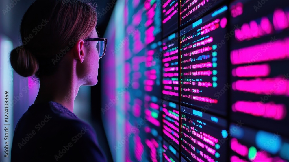 User Analyzing Digital Data on a Colorful Screen User Analyzing Digital Data on a Colorful Screen