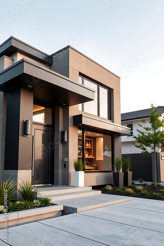 Wallpaper Mural Modern House Exterior: Contemporary Home Design and Architecture.Luxury Real Estate Property with Elegant Facade and Landscaping Torontodigital.ca