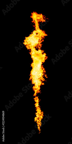 Long narrow fire line isolated on black