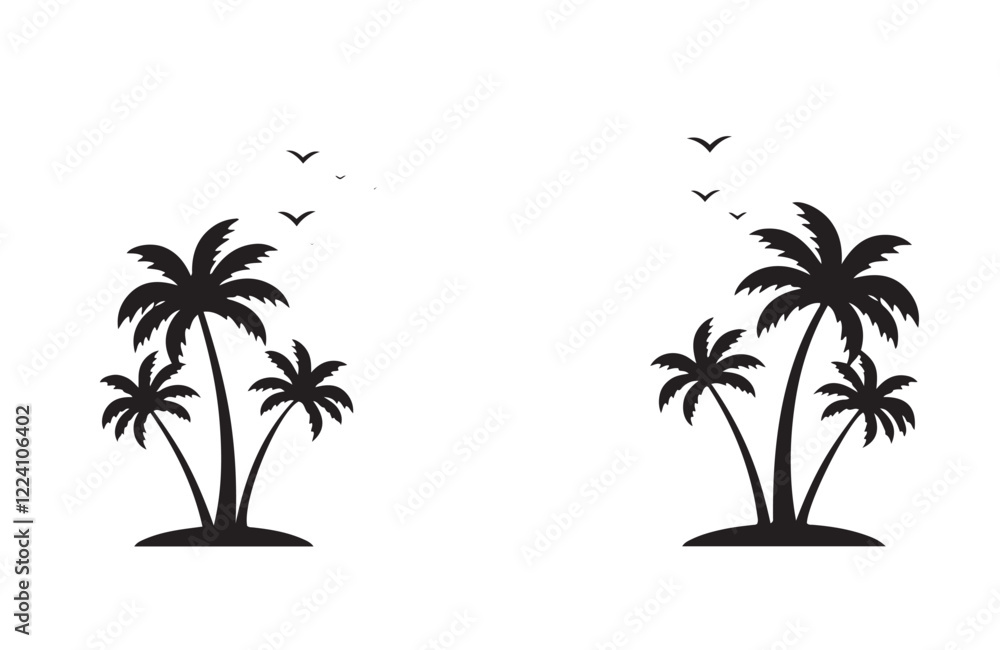 Elegant Palm Trees with Birds Flying Scene
Elegant Palm Trees with Birds Flying Scene