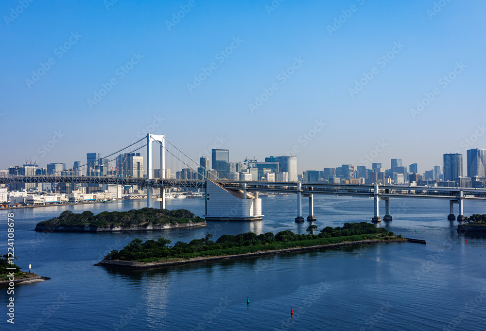 Tokyo Bay with the Rainbow Bridge, Odaiba, Tokyo, Japan Tokyo Bay with the Rainbow Bridge, Odaiba, Tokyo, Japan
