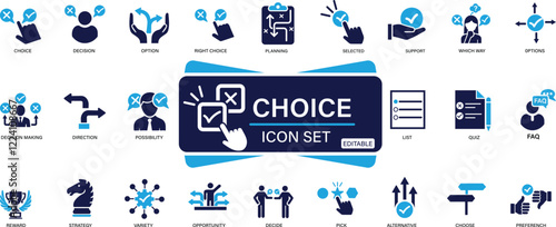  Choice icon set decision, option, selection, dilemma, select, preference, quiz, You can easily change the color