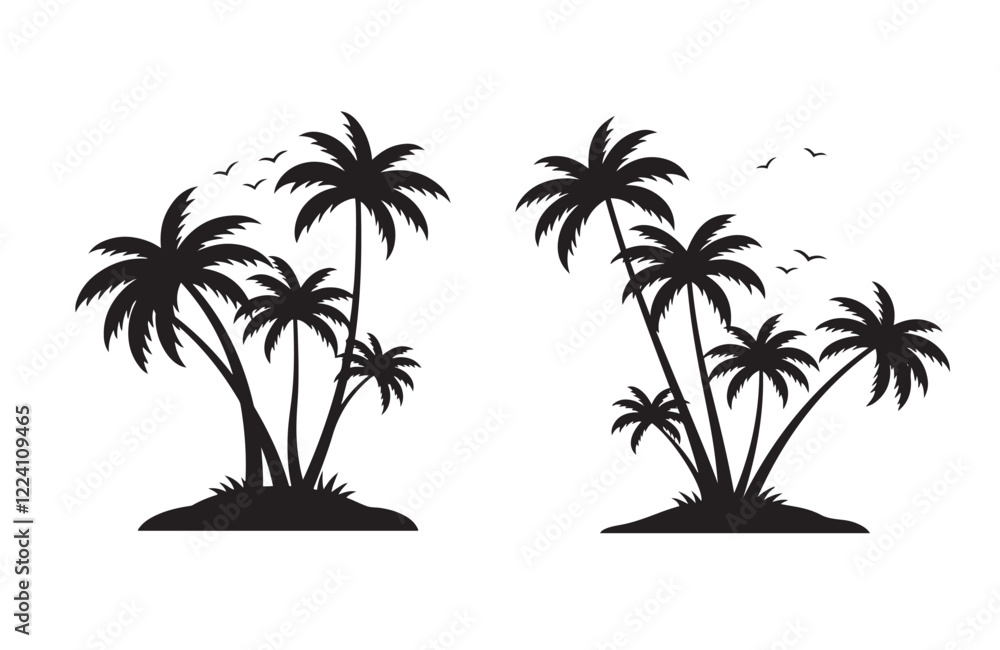 Elegant Palm Trees with Birds Flying Scene
Elegant Palm Trees with Birds Flying Scene
