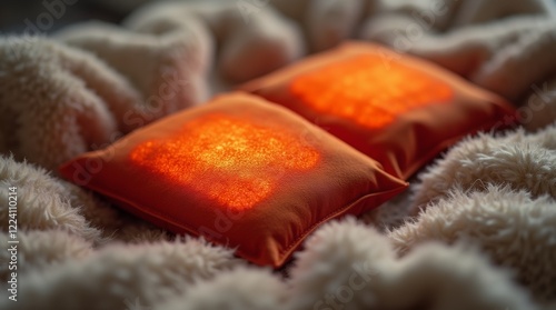 heated packs arranged neatly on a soft blanket
