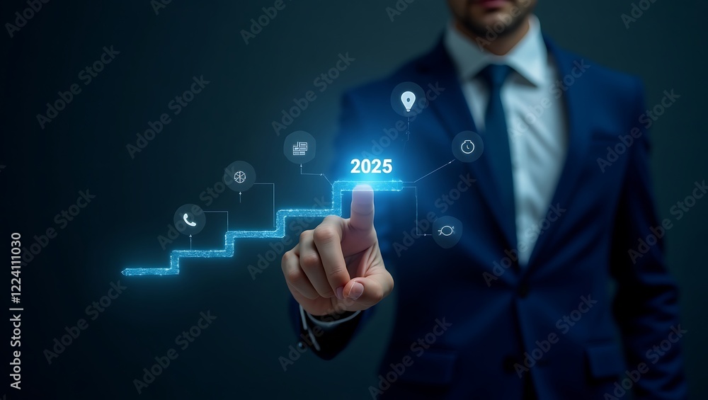 businessman pushing a button on interface businessman pushing a button on interface