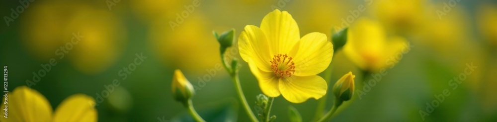 Soft yellow petals unfolding on a blooming Geranium plant, spring, colors, petals Soft yellow petals unfolding on a blooming Geranium plant, spring, colors, petals