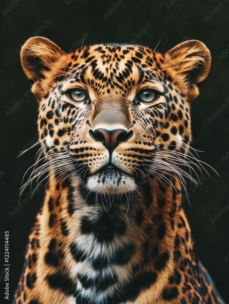 Fototapeta premium A leopard is staring at the camera with its mouth open