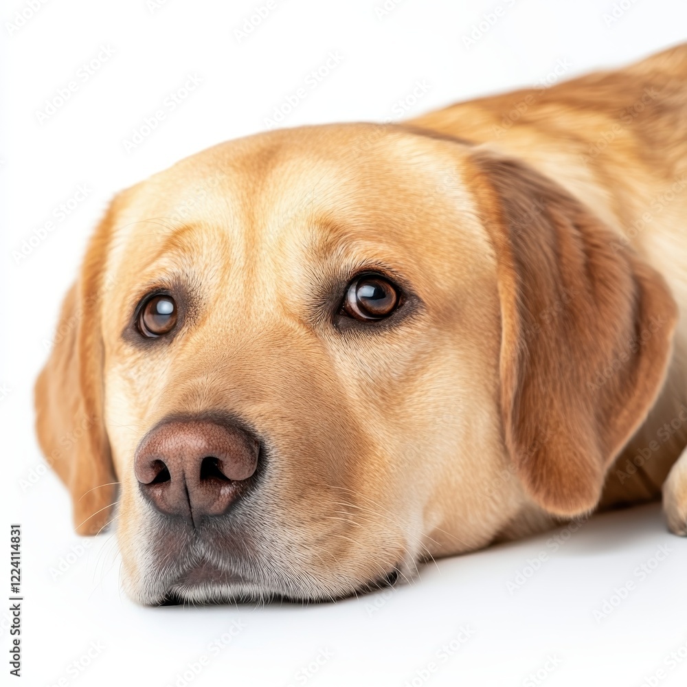 Golden Retriever's Gentle Gaze: A close-up shot of a golden retriever, its eyes conveying warmth and a sense of contentment, creating a heartwarming image Golden Retriever's Gentle Gaze: A close-up shot of a golden retriever, its eyes conveying warmth and a sense of contentment, creating a heartwarming image