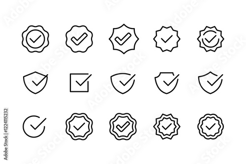 Verified Line Icon Set