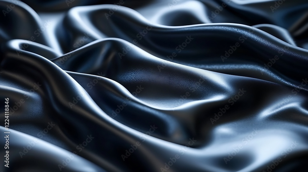 Fototapeta premium Dark Blue Silk Draped Luxuriously Soft Fabric