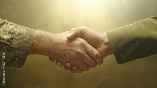 Two men shaking hands, signifying a business agreement or successful partnership photo