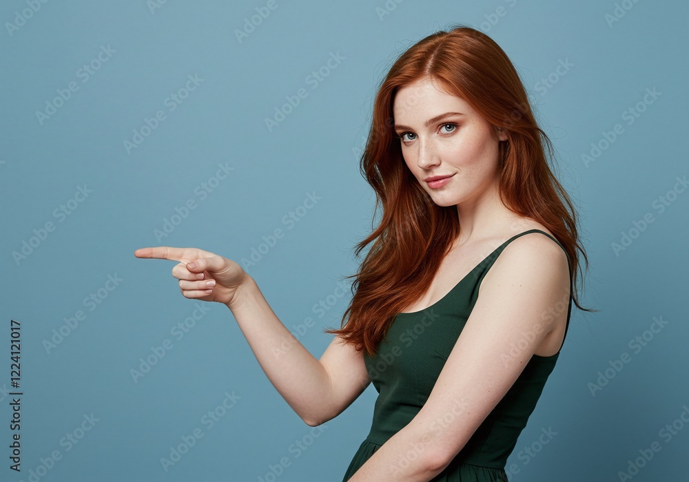 Attractive woman pointing with her finger Attractive woman pointing with her finger