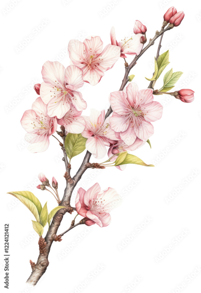 PNG Sakura branch illustration botanical blossom. PNG Sakura branch illustration botanical blossom.